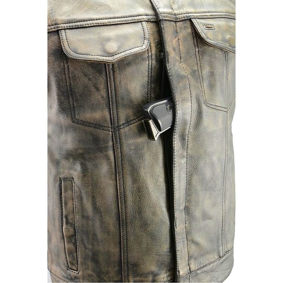 HIGH MILEAGE • Men’s Premium Cowhide Brown SOA Biker Leather Motorcycle Vest - Picture 3 of 12